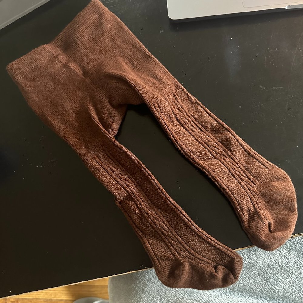 Newborn Baby Cable Knit Brown Tights Sz 0-6M Like New
